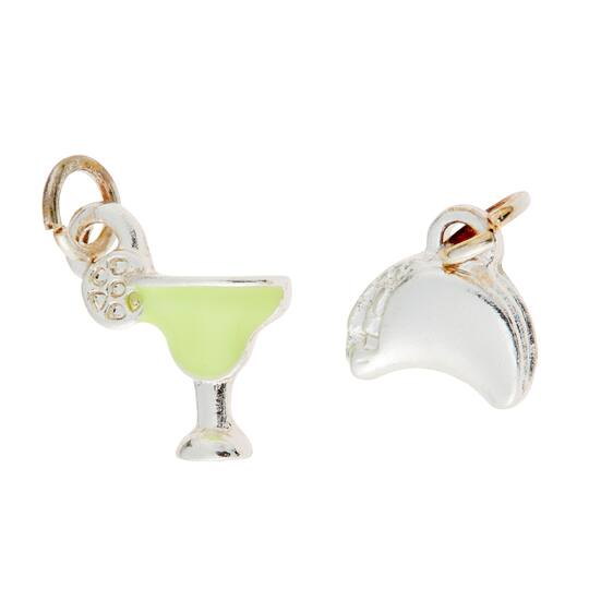 Charmalong™ Silver-Plated Taco & Margarita Glass Charms by Bead Landing™